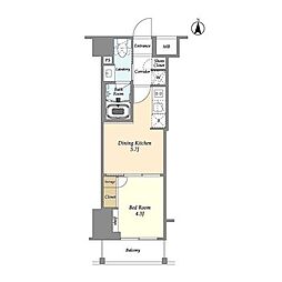 AZURETERRACE東陽町 1DKの間取図画像