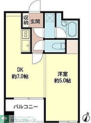 フュージョンハイツ浜町 1DKの間取図画像