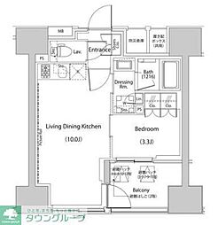 ザ・パークハビオ人形町レジデンス 1LDKの間取図画像