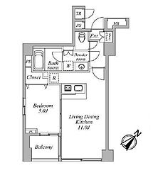 セントラルクリブ六本木1 1LDKの間取図画像