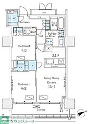 ロイヤルパークス品川 2LDKの間取図画像