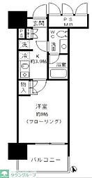 フォンテーヌ芝浦 1Kの間取図画像