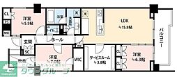 オープンレジデンシア高輪プレイス 3SLDKの間取図画像