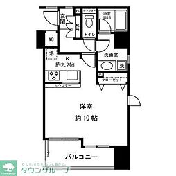 シーダム目黒 1Kの間取図画像