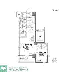 パークハビオ中目黒 1LDKの間取図画像
