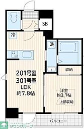 Arc-en-ciel新宿大京町 1LDKの間取図画像