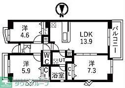 アクティ目黒駅前2号棟 3LDKの間取図画像