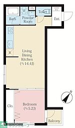 世田谷区下馬5丁目マンション 1LDKの間取図画像