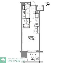 都営浅草線 泉岳寺駅 徒歩5分の賃貸マンション 6階1Kの間取り