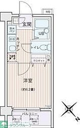 エコロジー都立大学レジデンス 4階1Kの間取り