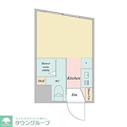 ウエストインパート1 2階ワンルームの間取り