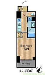 東急目黒線 武蔵小山駅 徒歩2分の賃貸マンション 7階1Kの間取り