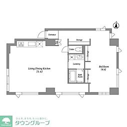 JR山手線 品川駅 徒歩9分の賃貸マンション 6階1LDKの間取り