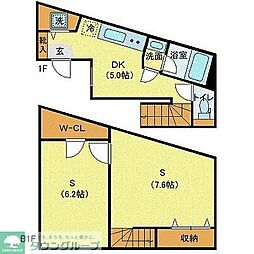 プライベートプレイス広尾 1階ワンルームの間取り