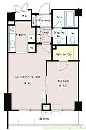 パークプレイス三田 4階1LDKの間取り