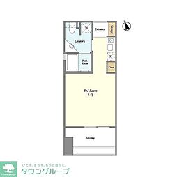 クレジデンス神谷町 5階ワンルームの間取り