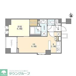都営三田線 御成門駅 徒歩3分の賃貸マンション 5階1LDKの間取り