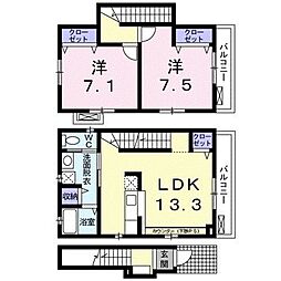 東京メトロ千代田線 乃木坂駅 徒歩10分の賃貸アパート 1階2LDKの間取り