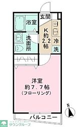 ヒルズコート東が丘 2階1Kの間取り