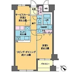 東京メトロ日比谷線 茅場町駅 徒歩6分の賃貸マンション 9階1SLDKの間取り