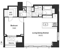 東京メトロ南北線 麻布十番駅 徒歩2分の賃貸マンション 16階1LDKの間取り