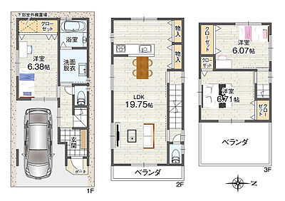 区画図:建物プラン例/建物価格2100万円、建物面積92.84m2 LDKが2階に配置され、外からの視線を気にせずのんびりと寛げます。全居室2面採光につき、陽当たり・通風良好です。 区画図:建物プラン例/建物価格2100万円、建物面積92.84m2 LDKが2階に配置され、外からの視線を気にせずのんびりと寛げます。全居室2面採光につき、陽当たり・通風良好です。