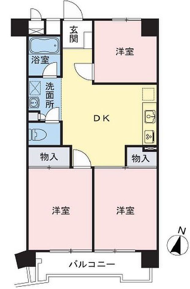 豊島園パークマンション　中古　フルリフォーム済(3DK) 10階/1007号室の間取り