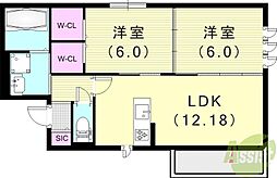 (仮称)尼崎市稲葉荘1丁目新築アパート 1階2LDKの間取り