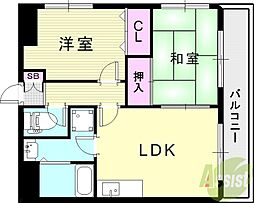 エスペランサ園田 3階2LDKの間取り