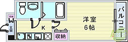 アリビオ立花I 4階1Kの間取り