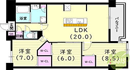 イーグル山手 4階3LDKの間取り