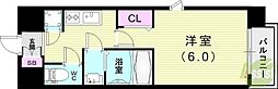 レジュールアッシュアーバンゲート 9階1Kの間取り