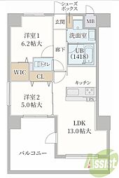 ティマー・レジデンシィ塚口 7階2LDKの間取り