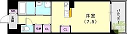ベクエムハウゼ 4階ワンルームの間取り