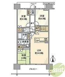 プラウドシティ塚口マークスカイ 5階3LDKの間取り