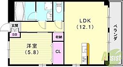 ラフィーネ 1階1LDKの間取り