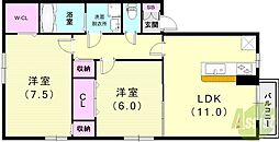 チェリーブロッサム 2LDKの間取図画像