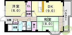 ヴァンベール東 2DKの間取図画像