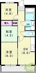 エイチ・ツー・オー杭瀬ビル 3LDKの間取図画像