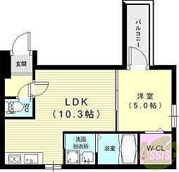 フジパレス尼崎常光寺 1LDKの間取図画像