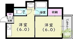 フォアール武庫之荘 1DKの間取図画像