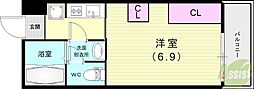 コンフォート南塚口町 1Kの間取図画像