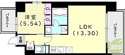 西宮市常磐町マンション 1LDKの間取図画像