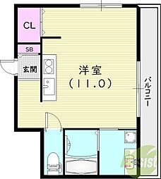 ヴィクトワール久寿川 ワンルームの間取図画像
