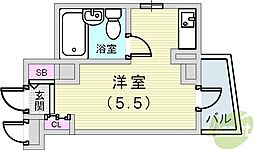 ライオンズマンション神戸 ワンルームの間取図画像