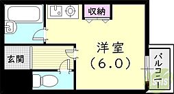 ベルトピア立花3 ワンルームの間取図画像