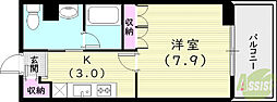 BelleFace尼崎 1Kの間取図画像