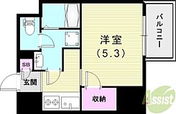 フォーリアライズ昭和南通1 1Kの間取図画像