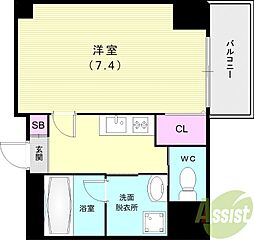 リエス尼崎東 1Kの間取図画像