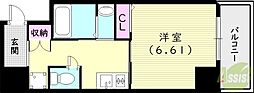 アリビオ立花3 1Kの間取図画像